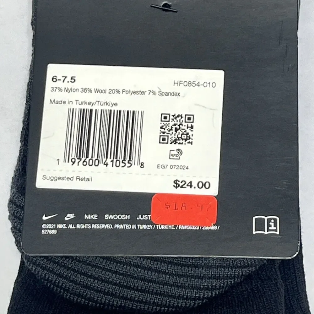 Nike Trail Running Wool Blend Dri-Fit crew Socks HF7155 500 M‎ 6-7.5 /W 7.5-9